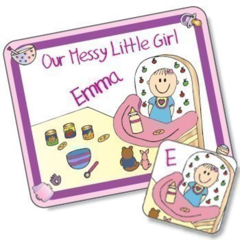 Messy Little Girl Design Placemat and Coaster Set product image