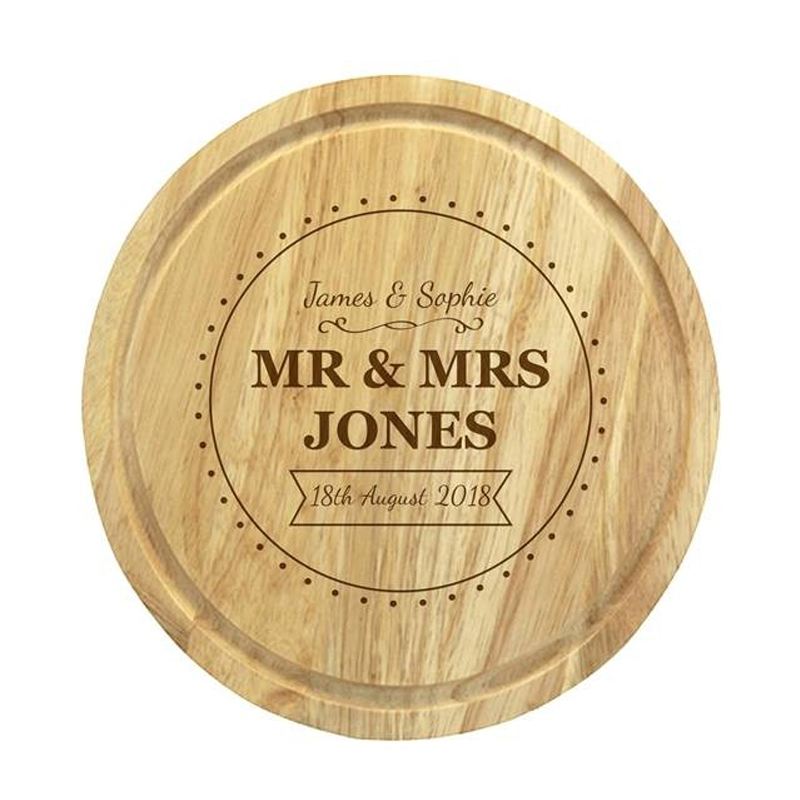 Personalised Wooden Cheeseboard Set - Mr & Mrs product image