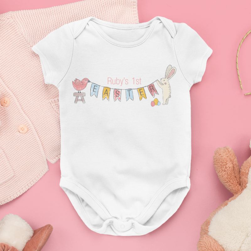 Personalised My 1st Easter Bunting Design Baby Grow product image