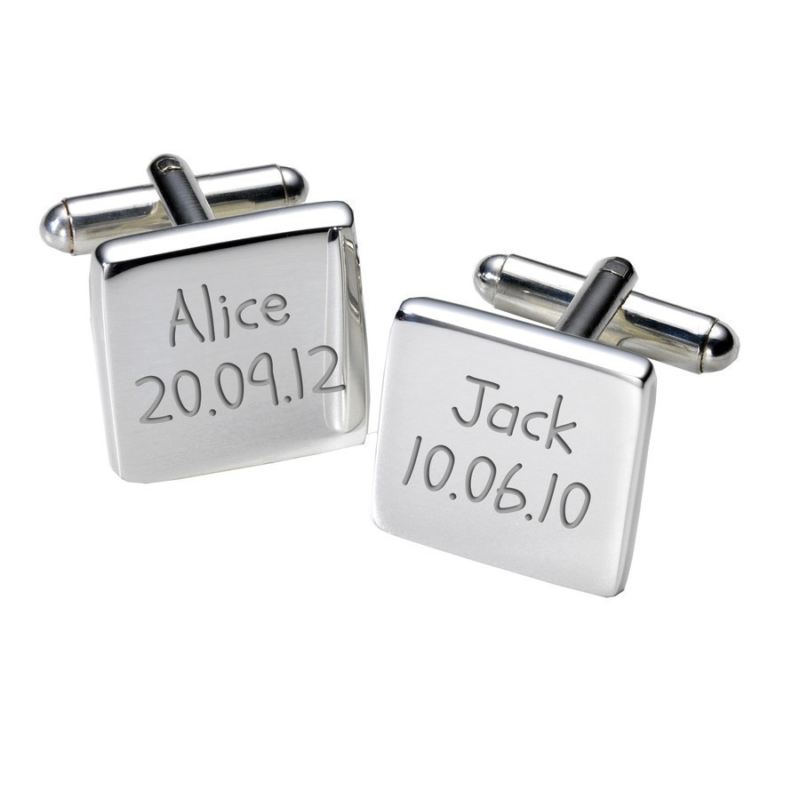 Names & Birthday Cufflinks - Square product image