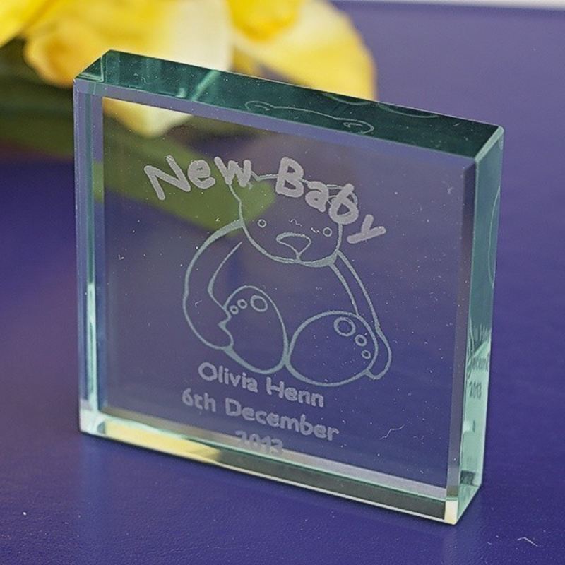 New Baby Teddy Glass Keepsake product image