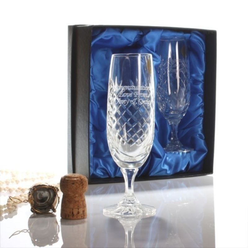 Pair of Personalised Crystal Champagne Flutes product image