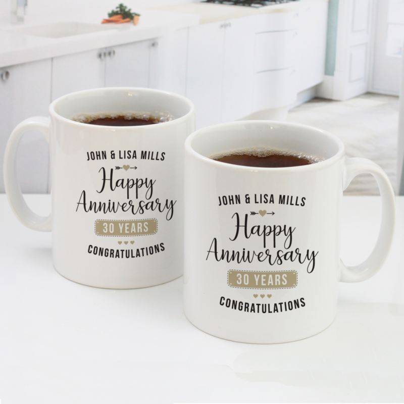 Personalised Pair Of 30th Wedding Anniversary Mugs product image