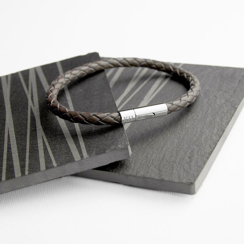 Personalised Men's Capsule Tube Woven Bracelet In Cedar Brown product image