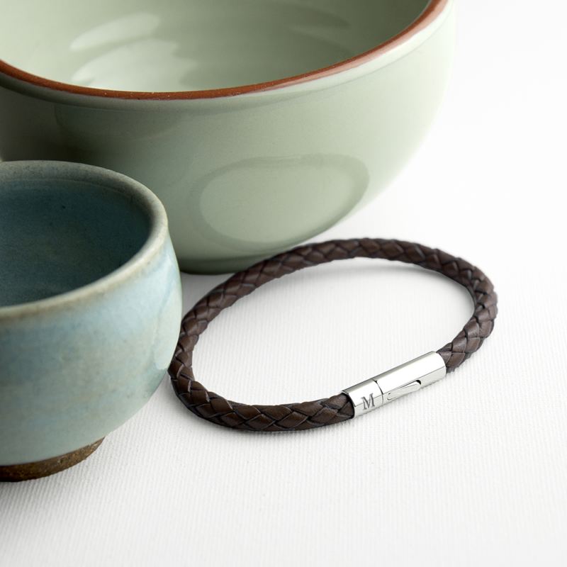 Personalised Men's Capsule Tube Woven Bracelet In Cedar Brown product image