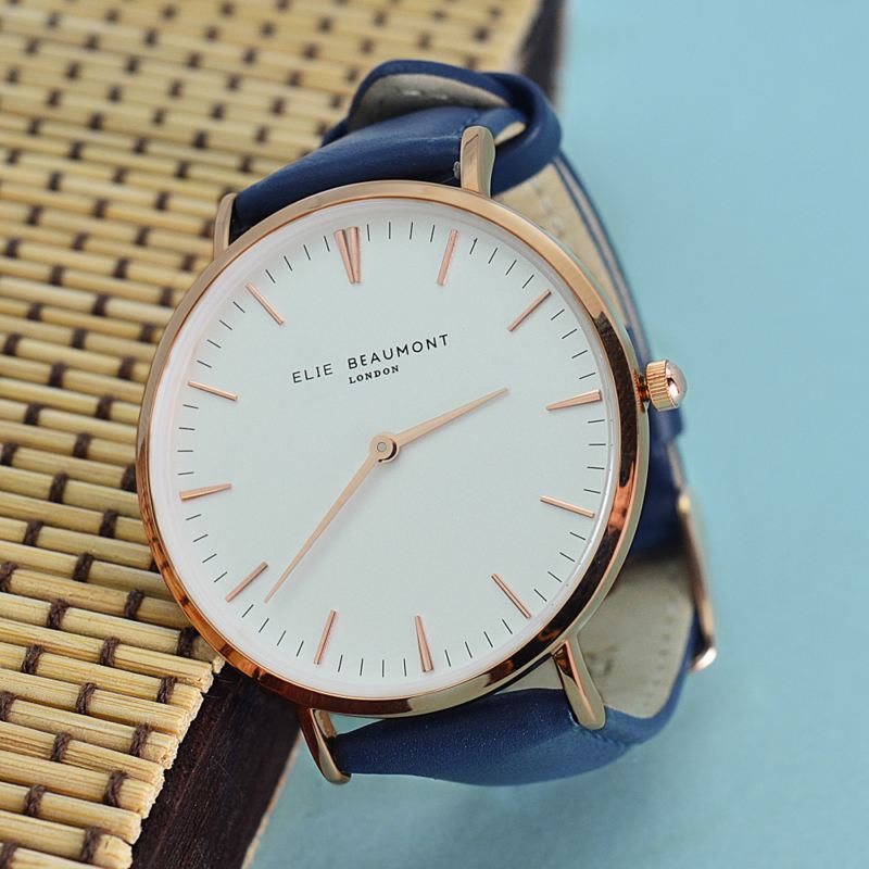 Modern - Vintage Personalised Leather Watch in Navy product image