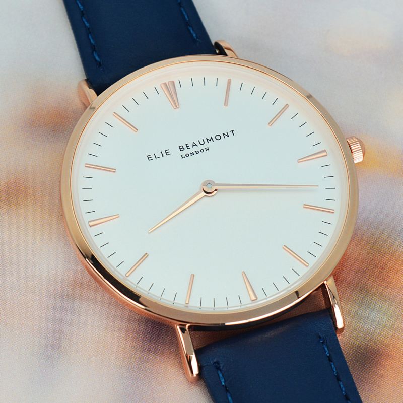 Modern - Vintage Personalised Leather Watch in Navy product image