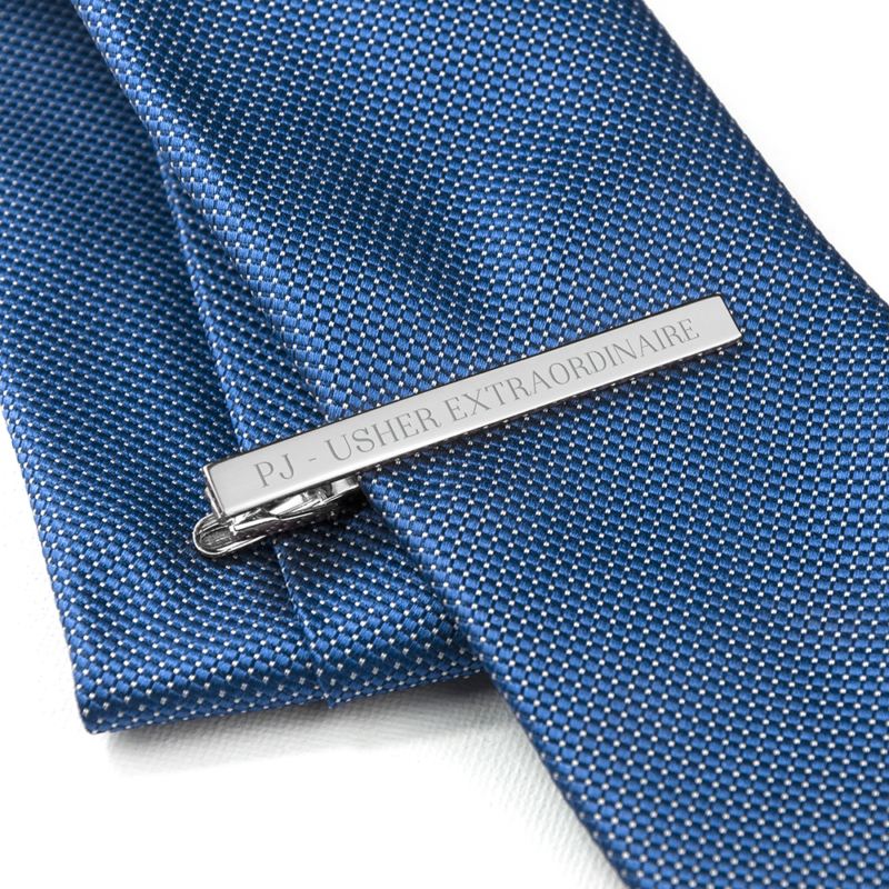 Personalised Rhodium Plated Tie Clip product image
