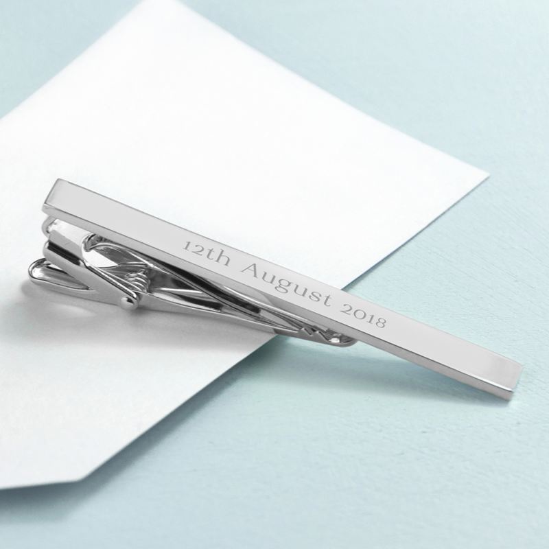 Personalised Rhodium Plated Tie Clip product image