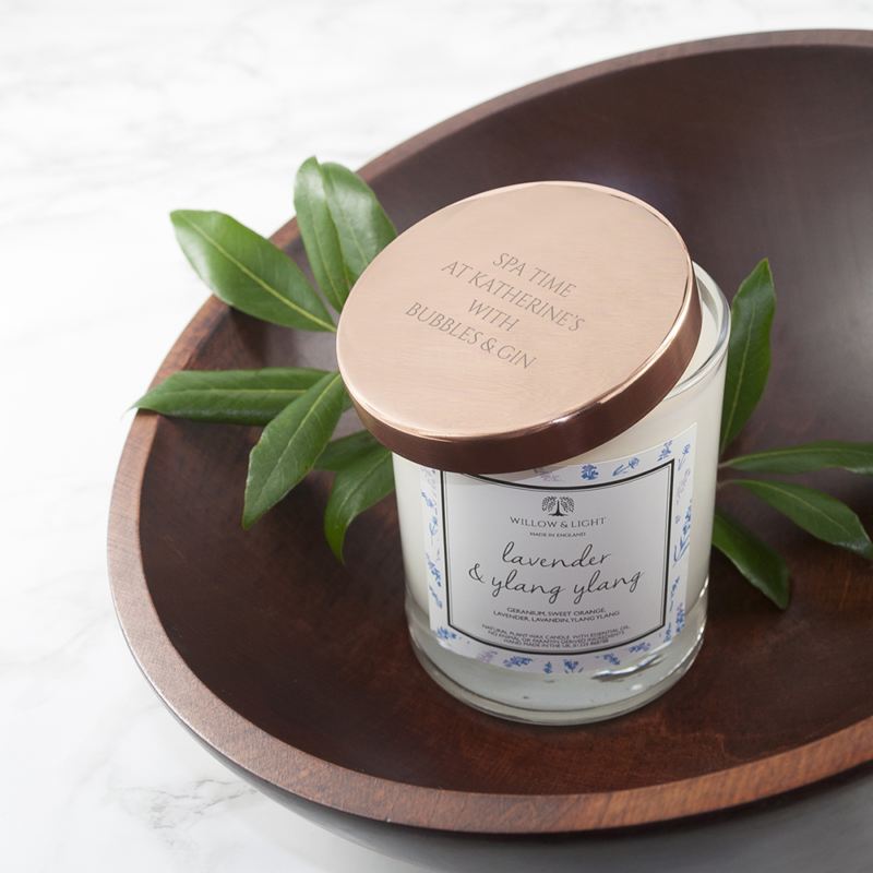 Personalised Lavender & Ylang Ylang Candle With Copper Lid product image