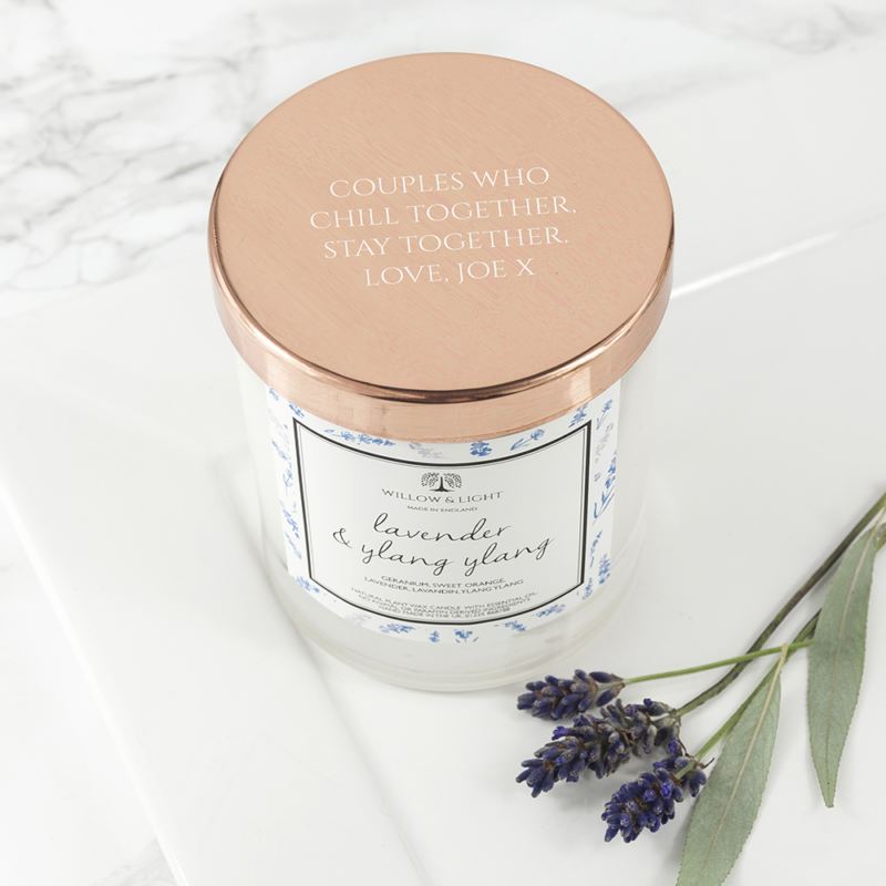 Personalised Lavender & Ylang Ylang Candle With Copper Lid product image