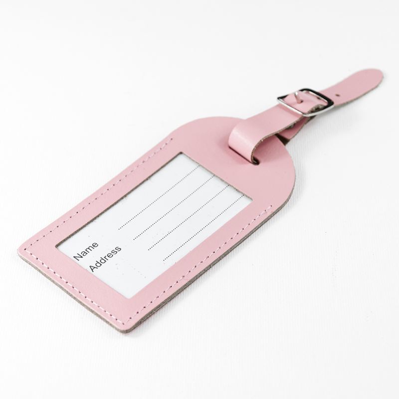 Personalised Pastel Pink Foiled Leather Luggage Tag The Personalised