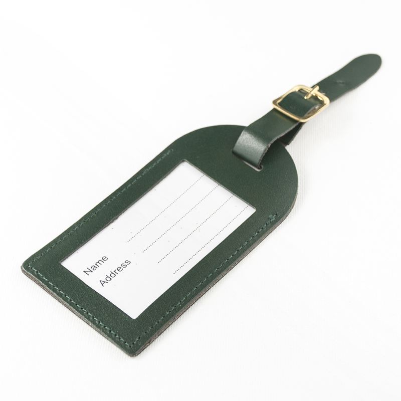 Personalised Dark Green Foiled Leather Luggage Tag The Personalised