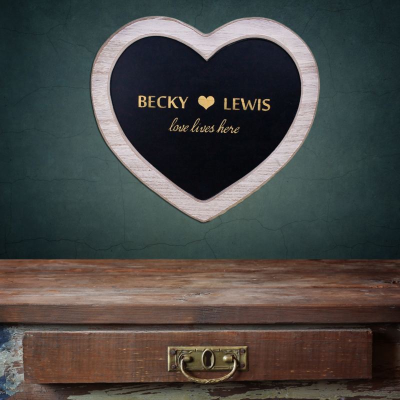 Love Lives Here Personalised Heart Chalkboard Sign product image