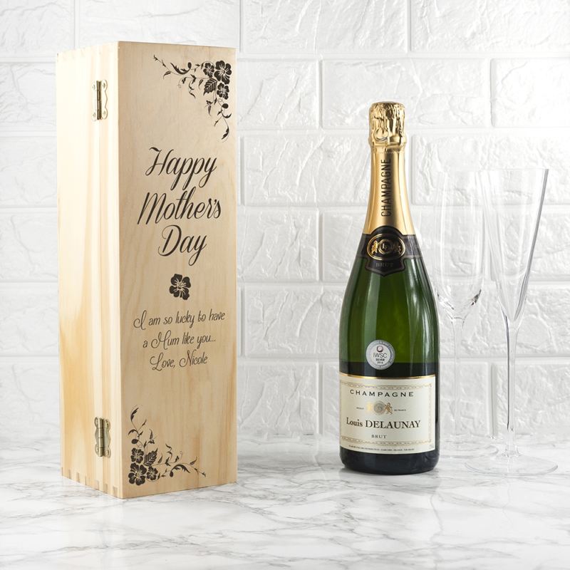 Mother's Day Wine Box With Floral Corners product image