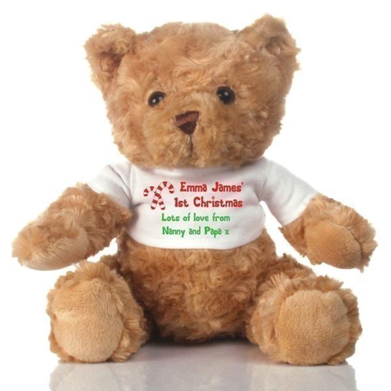 personalised first christmas teddy