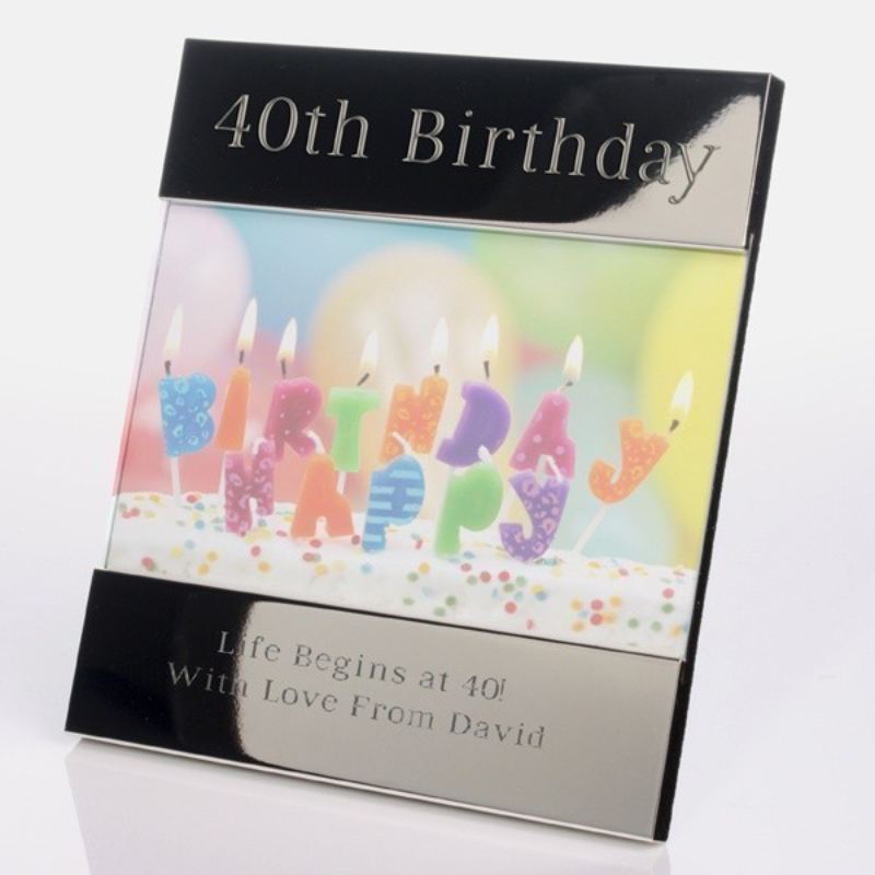 Personalised 40th Birthday Shiny Silver Photo Frame product image