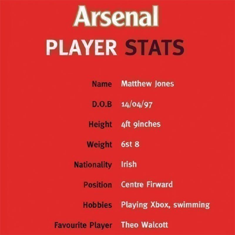 Personalised Arsenal Stats Card The Personalised Gift Shop