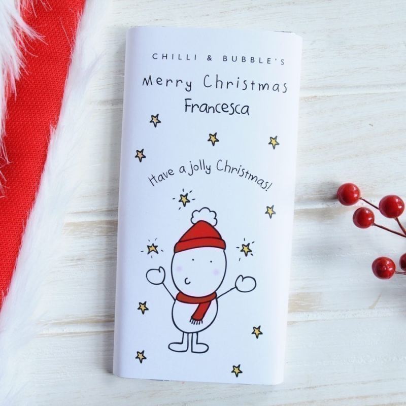 Personalised Chilli And Bubbles Christmas Chocolate Bar The Personalised Gift Shop