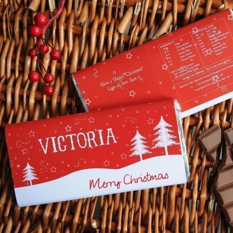 Personalised Christmas Chocolate Bar - Snowy Trees | The Personalised