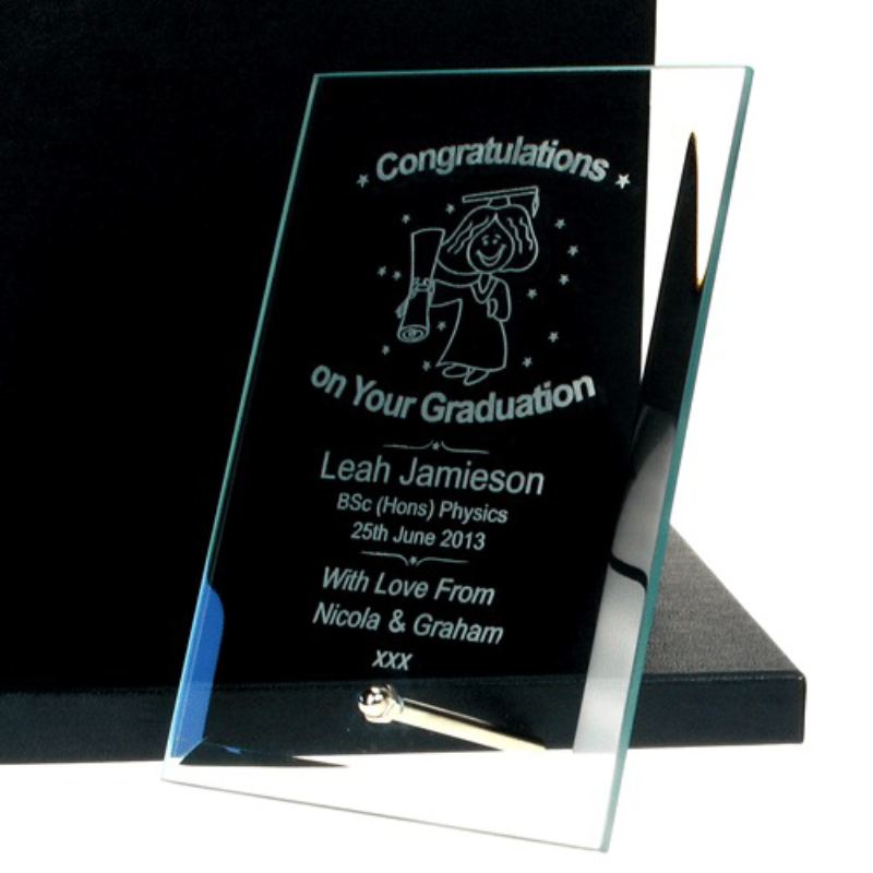 Personalised Graduation Glass Plaque Female The Personalised Gift Shop