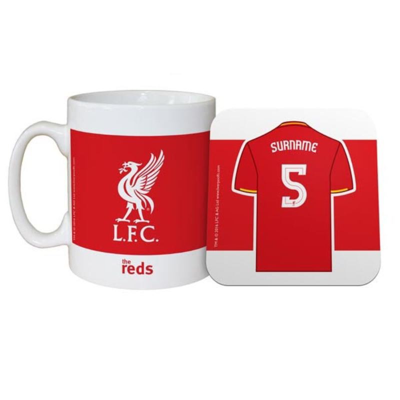 Personalised Liverpool Shirt Mug and Coaster Set The Personalised