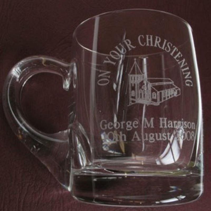 Personalised Miniature Christening Glass Tankard Church Design product image