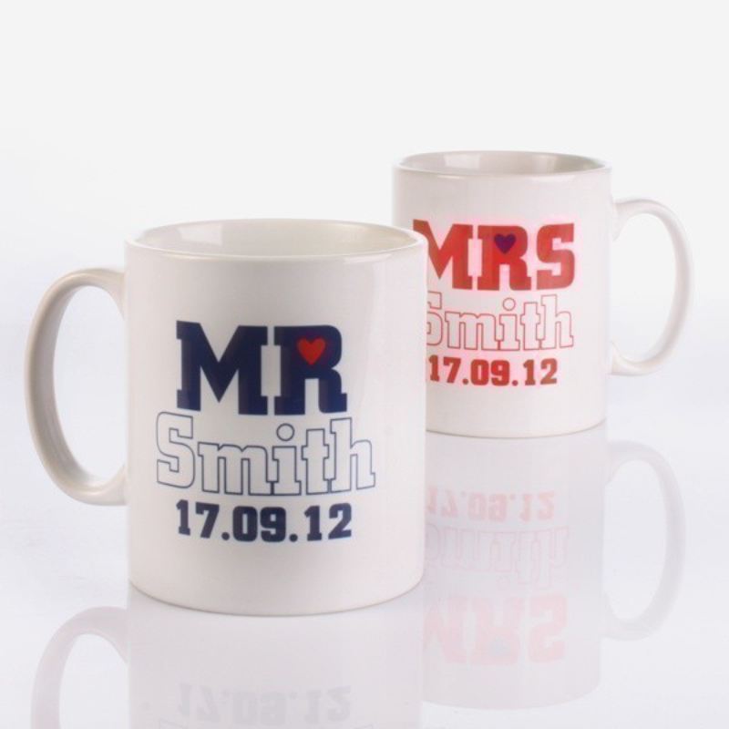 Personalised Mr & Mrs Little Heart Mugs product image