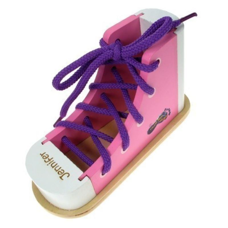 Personalised Pink Wooden Shoe Lacer product image