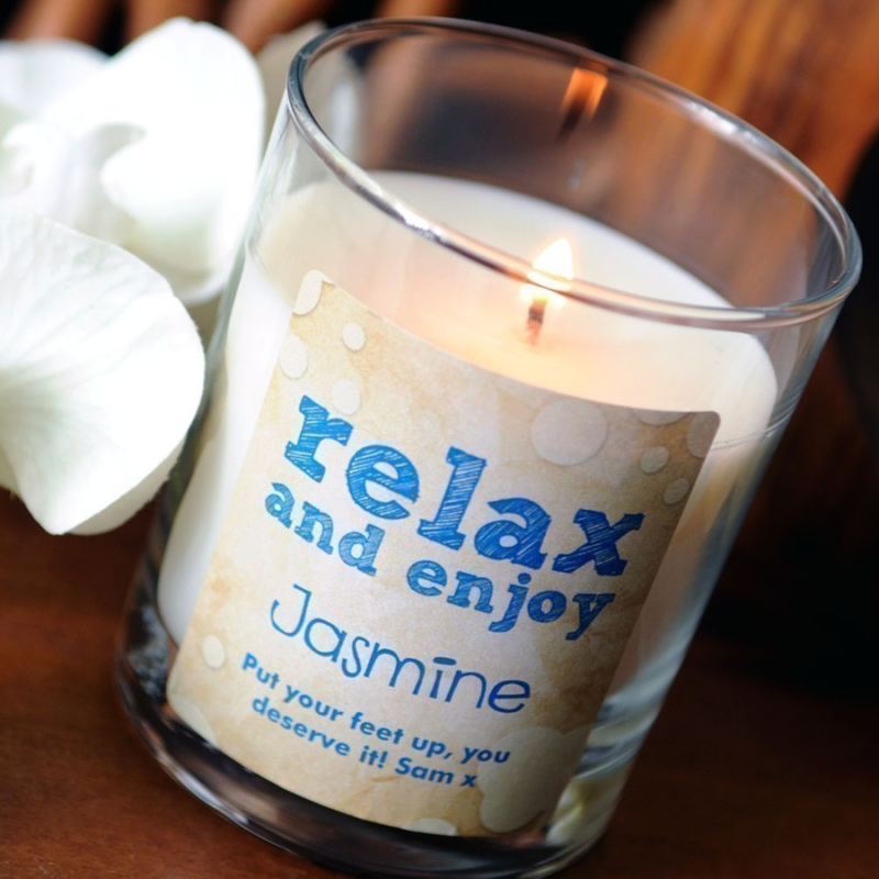 Personalised 'Relax and Enjoy' Scented Candle The Personalised Gift Shop