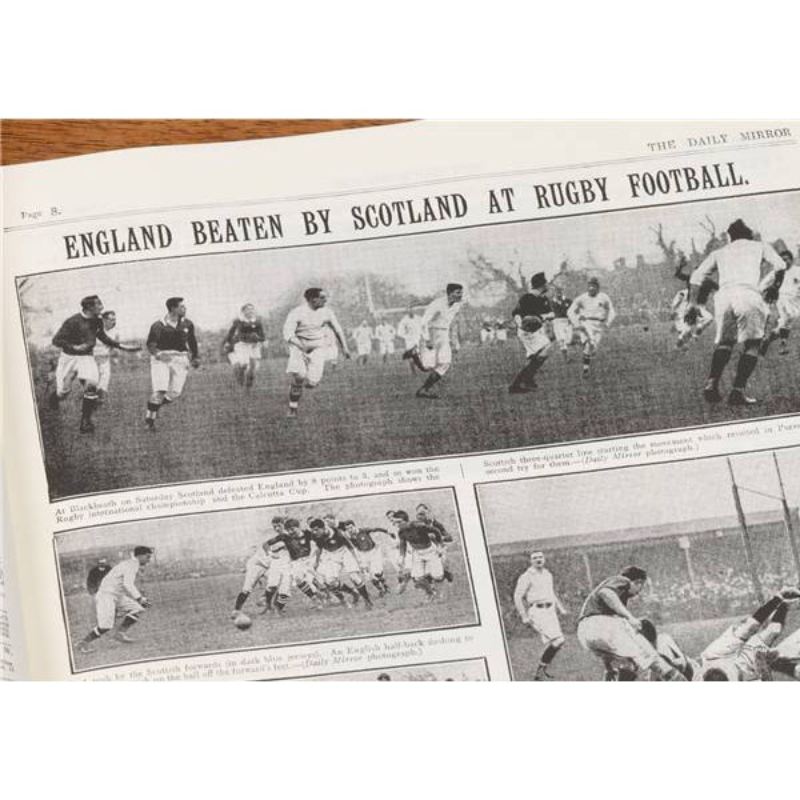 Personalised Rugby Six Nations Newspaper Book Brown Leatherette  product image