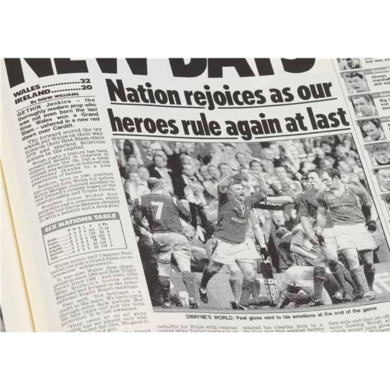 Personalised Rugby Six Nations Newspaper Book Brown Leatherette  product image
