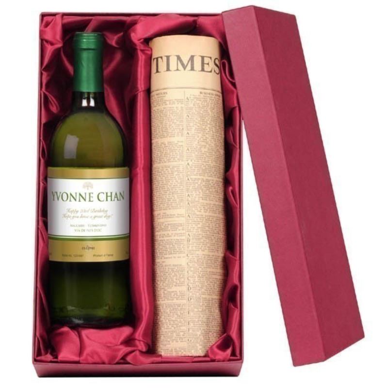 Personalised Wine and Newspaper Gift Set product image