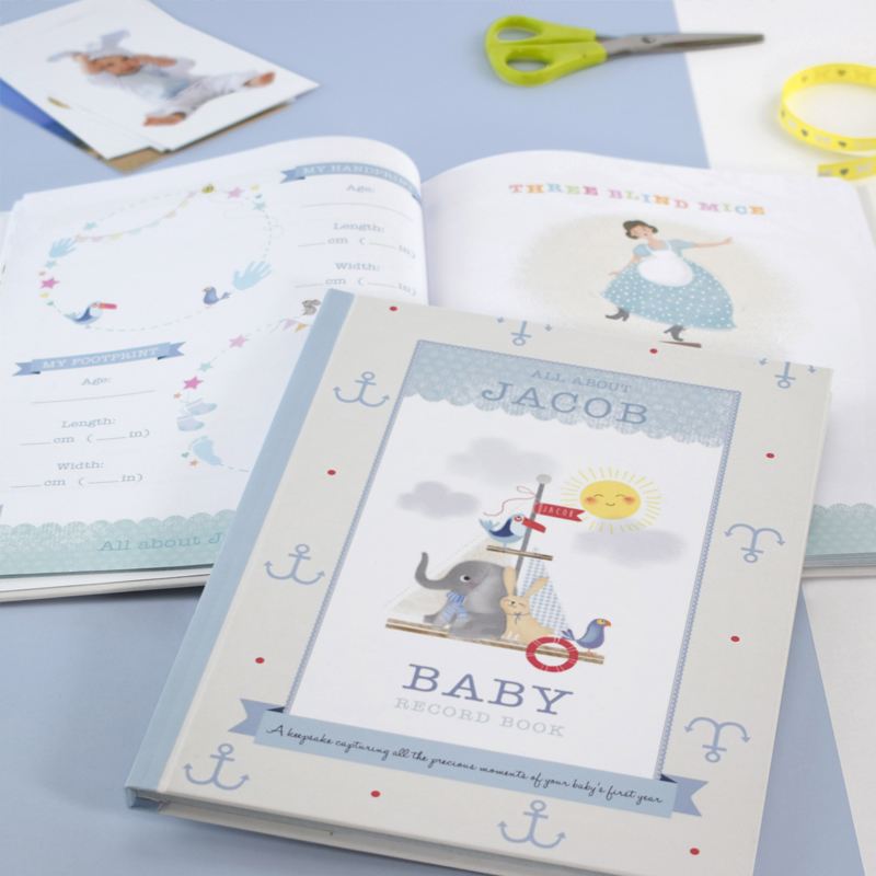 Personalised Boys Baby Record Book The Personalised Gift Shop