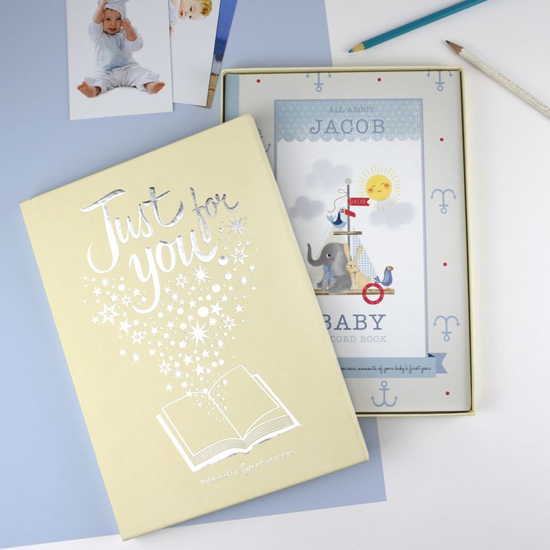 Personalised Boys Baby Record Book The Personalised Gift Shop