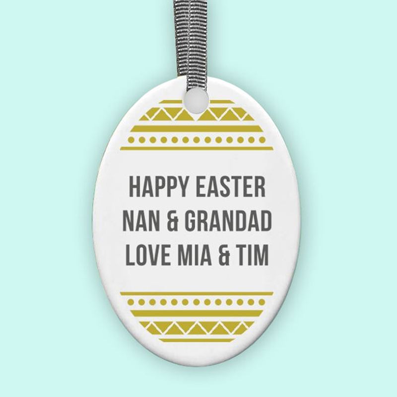 Personalised Easter Ceramic Oval Hanging Decoration product image