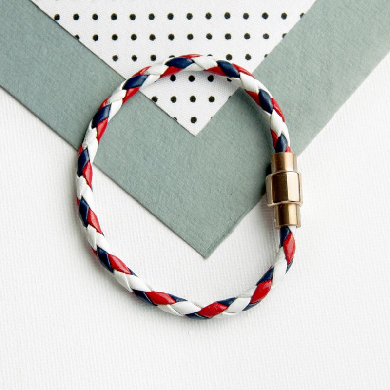 Personalised Men's Nautical Leather Bracelet with Gold Clasp product image