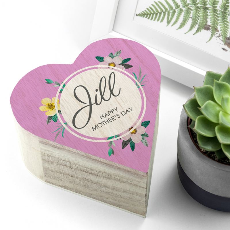 Personalised Mother's Day Heart Wooden Trinket Box product image