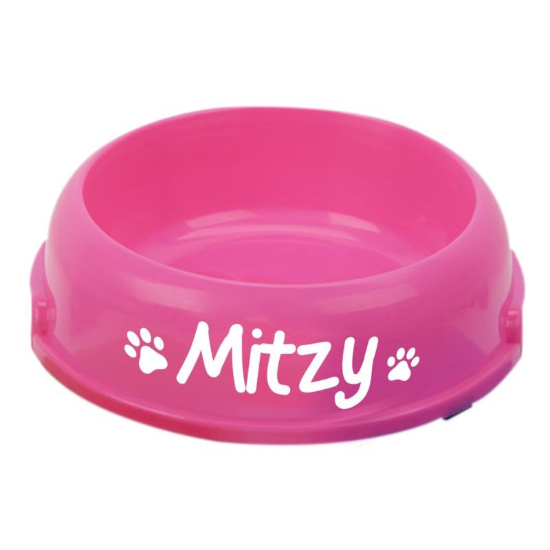 Personalised Pink Round Pet Feeding Bowl The Personalised Gift Shop
