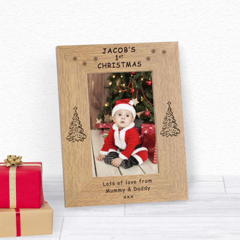 Personalised 1st Christmas Wood Frame 6 x 4 product image