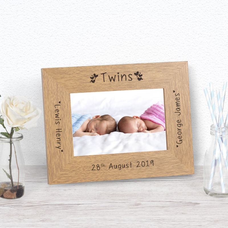 Twins Names Wood Frame 6 x 4 product image