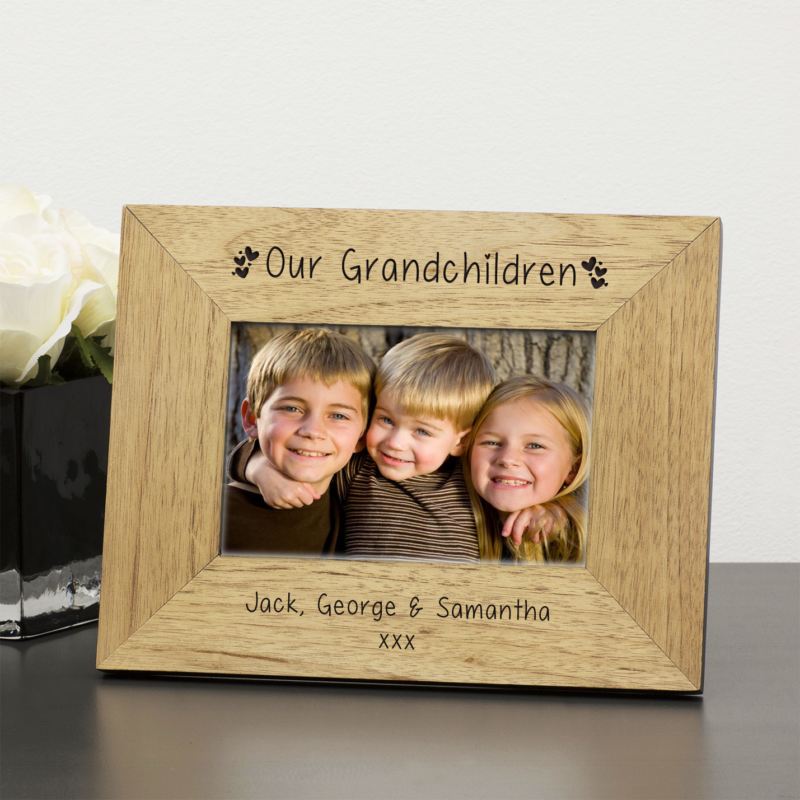 Personalised Wooden Grandchildren Photo Frame Any Message Grandparents