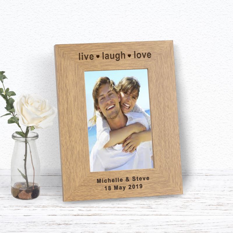 Live Laugh Love Wood Frame 6 x 4 The Personalised Gift Shop