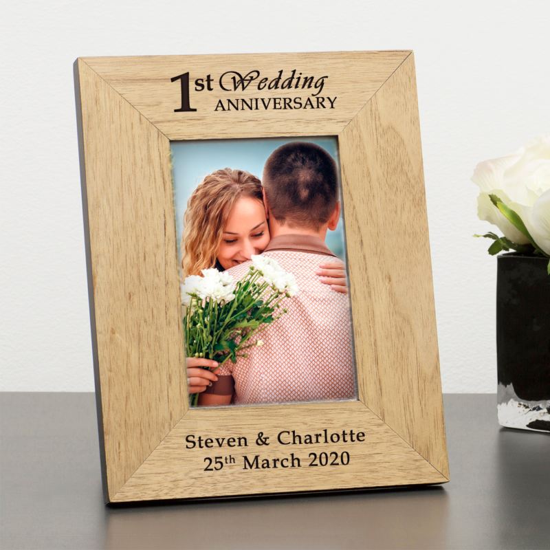 Personalised 1st Wedding Anniversary Wooden Photo Frame | The