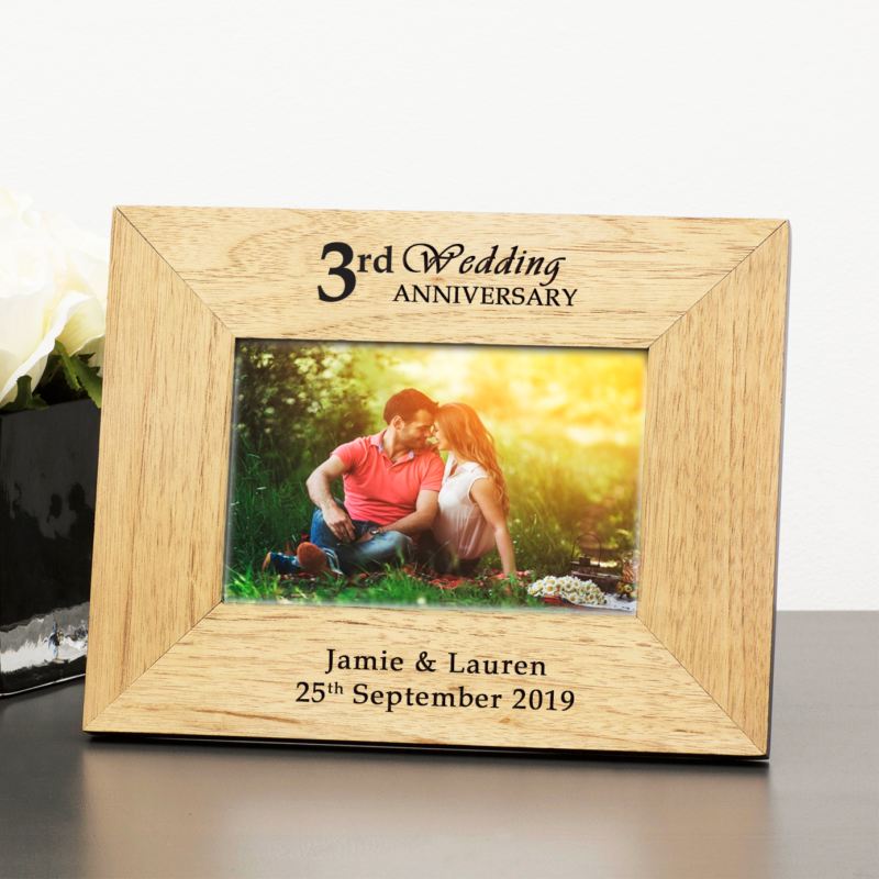 Personalised 3rd Wedding Anniversary Wooden Photo Frame product image
