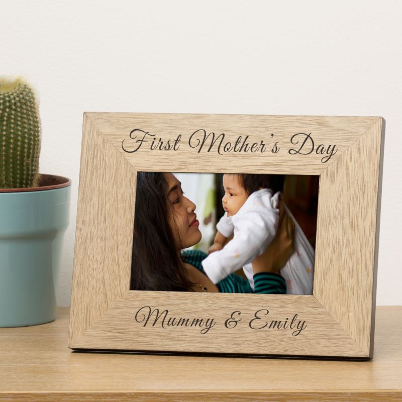 Engraved First Mothers Day Wood Frame 6x4 The