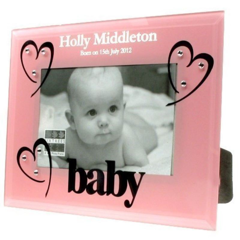 Pink Glass Baby Girl Birth Photo Frame product image