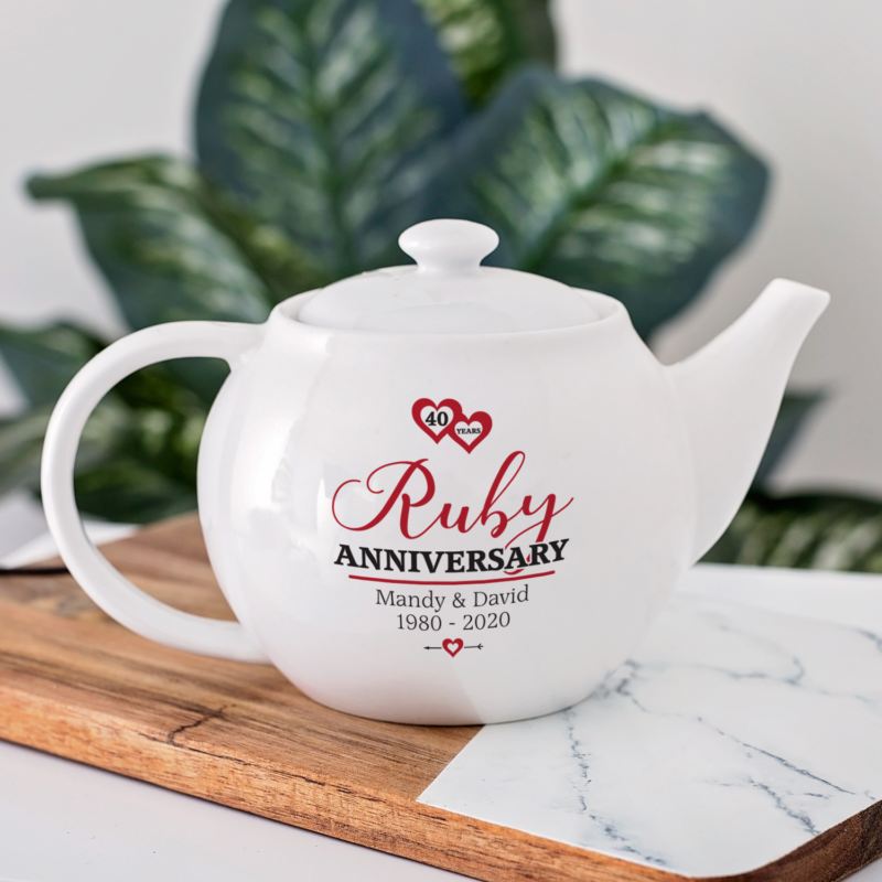 Personalised 40th Wedding Anniversary Teapot The Personalised Gift Shop
