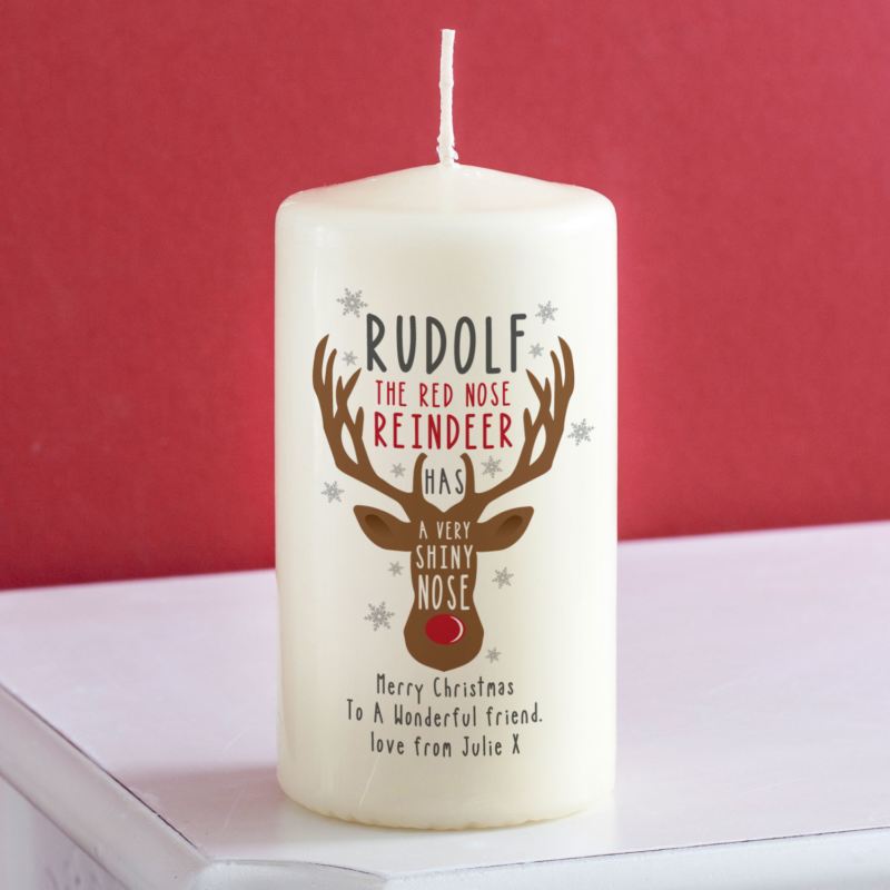Rudolph the Red-Nosed Reindeer Personalised Pillar Candle product image