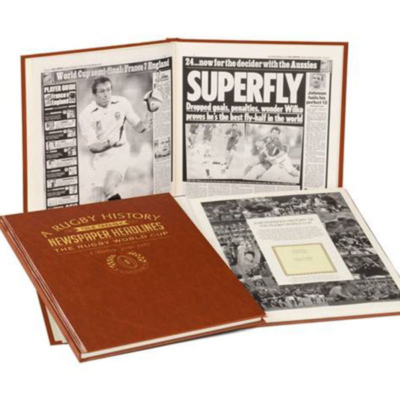 Rugby World Cup Newspaper Book - Brown Leatherette  product image